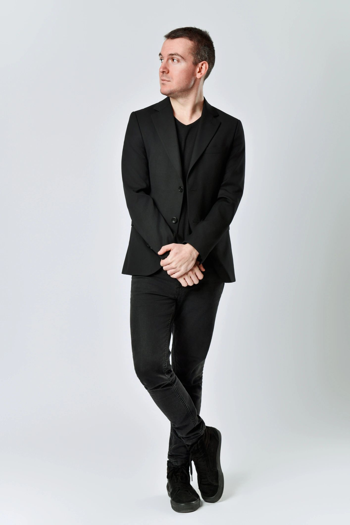 Confident band member portrait in music studio